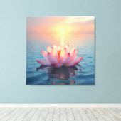 Lotus Blossom bij zonsopgang Canvas Afdruk (Insitu (Houten vloer))