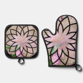 Lotus Blossom Bloemen Trivet en Pot Holder Set (Voorkant)