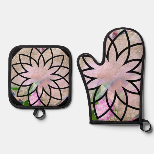 Lotus Blossom Bloemen Trivet en Pot Holder Set (Voorkant)