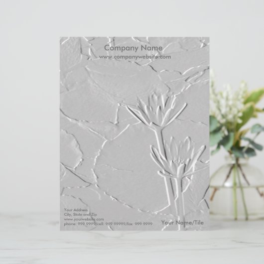 Lotus Blossom/Embossed-like Photo Letterhead Custom Briefhoofd (Staand voorkant)