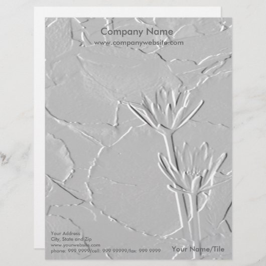 Lotus Blossom/Embossed-like Photo Letterhead Custom Briefhoofd (Voorkant / Achterkant)
