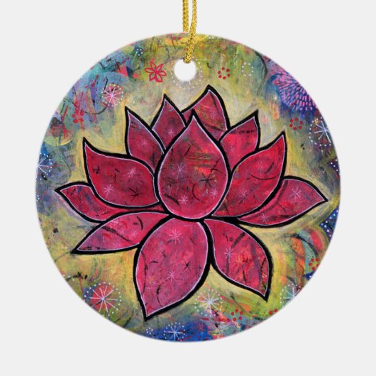 Lotus Blossom Flower, met de titel Transcend Keramisch Ornament (Voorkant)