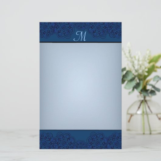 Lotus Blossom (Henna) (blauw) Briefpapier (Staand voorkant)