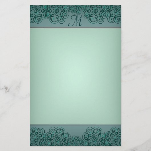 Lotus Blossom (Henna) (Blauwgroen) Briefpapier (Voorkant)