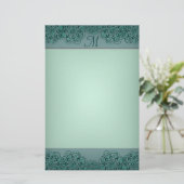 Lotus Blossom (Henna) (Blauwgroen) Briefpapier (Staand voorkant)