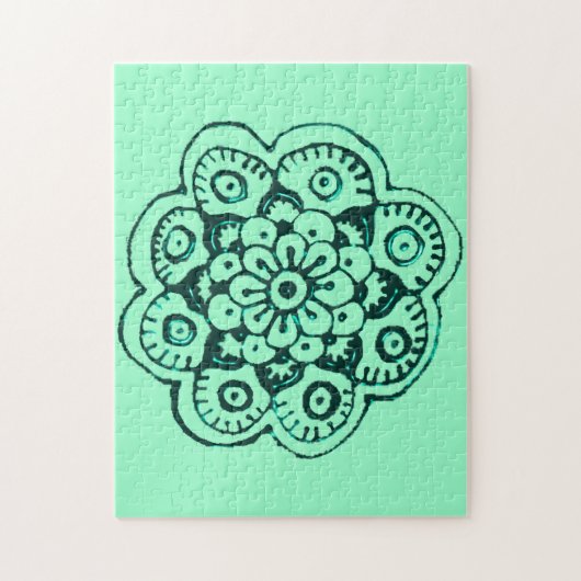 Lotus Blossom (Henna) (Blauwgroen) Legpuzzel (Verticaal)
