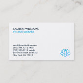 LOTUS BLOSSOM in het blauw Visitekaartje (Achterkant)