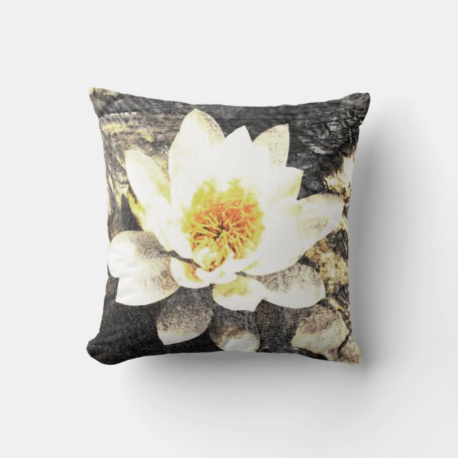 lotus blossom kussen grijs en geel (Voorkant)