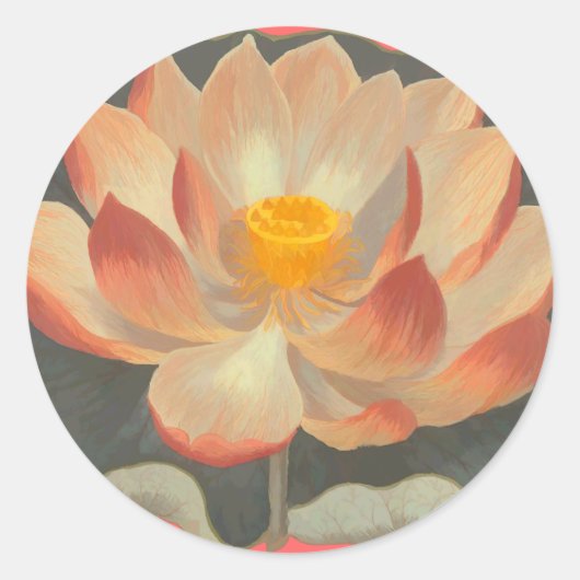 Lotus Blossom, Lilypad, Waterlelie Boeddhistisch s Ronde Sticker (Voorkant)