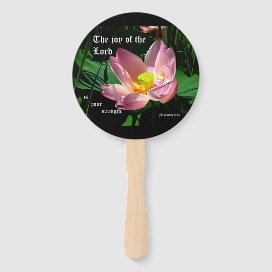Lotus Blossom Nehemiah 8:10 Handwaaier (Voorkant)