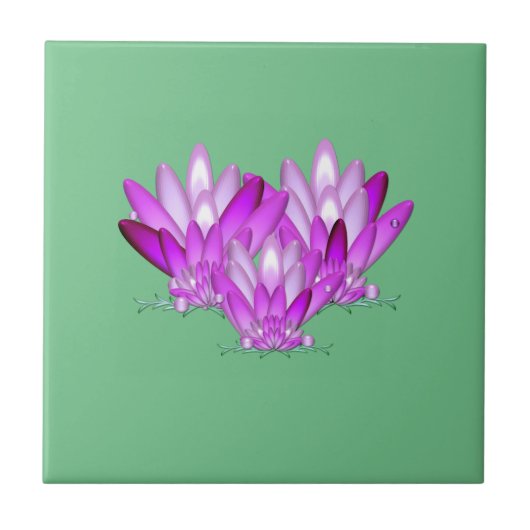 Lotus blossom roze op zee groene achtergrond tegeltje (Voorkant)