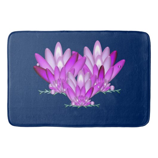 Lotus blossom roze tegen jachtblauwe achtergrond badmat (Voorkant)