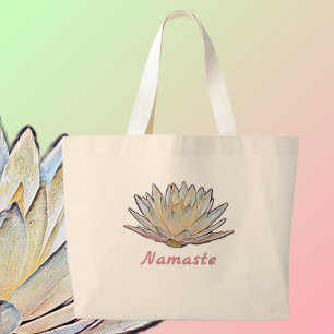 Lotus Blossom Waterlelie Bloem Pastelbloem Grote Tote Bag