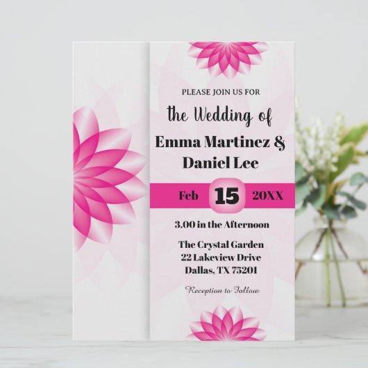 Lotus Blossom Wedding Invitation Kaart (Staand voorkant)