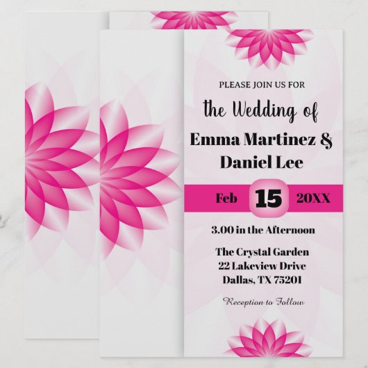 Lotus Blossom Wedding Invitation Kaart (Voorkant / Achterkant)