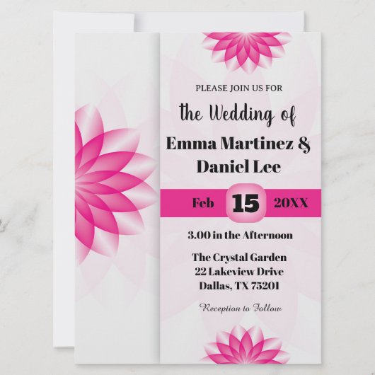 Lotus Blossom Wedding Invitation Kaart (Voorkant)