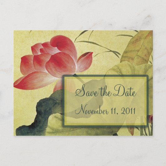 Lotus Blossom Wedding Save the Date Briefkaart (Voorkant)