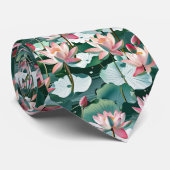 Lotus Blossoms & Lily Pads Seamless Elegant Floral Stropdas (Opgerold)