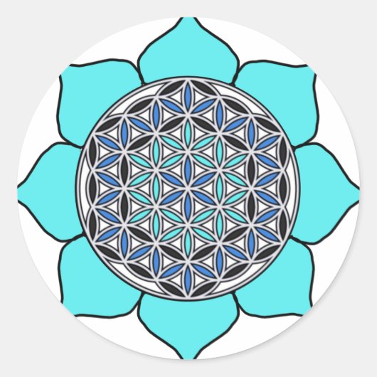 Lotus Blue2 Ronde Sticker (Voorkant)