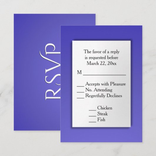 Lotus Blue RSVP met menu (Voorkant / Achterkant)