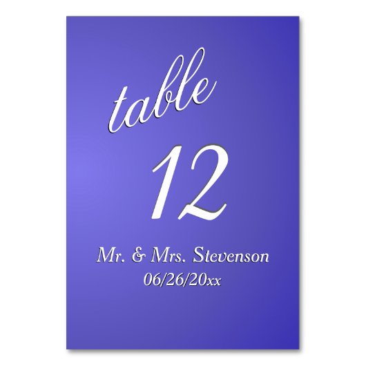 Lotus Blue Table Number Kaart (Voorkant)