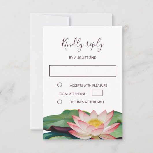 Lotus boeddhistische bruiloft RSVP Kaart (Voorkant)