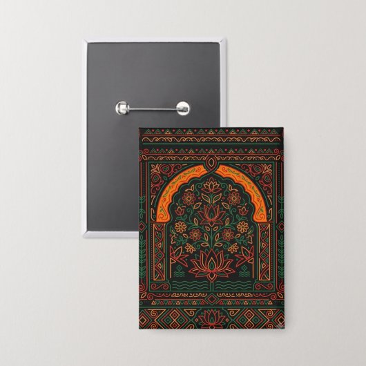 Lotus Boog Mandala Knop Patch Button (Voorkant / Achterkant)