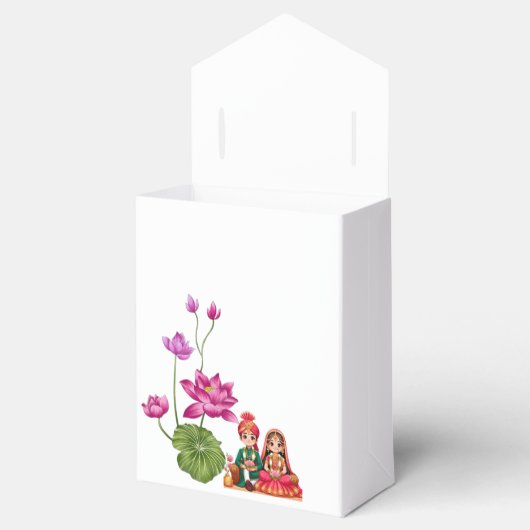 Lotus, bruid en bruidegom afbeelding bedankdoosjes (Geopend)