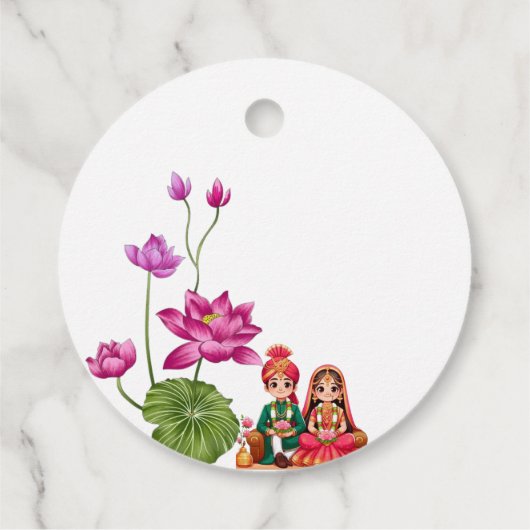 Lotus, bruid en bruidegom afbeelding bedankjes labels (Achterkant)