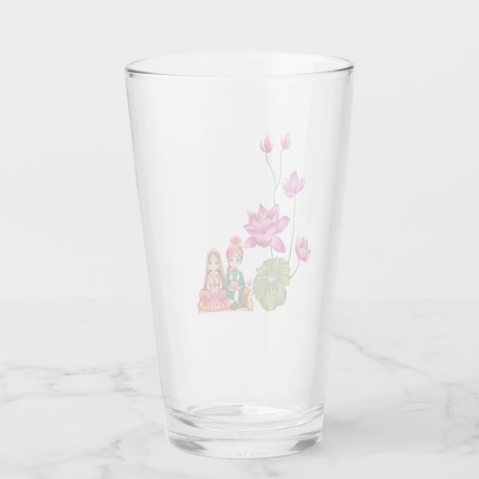 Lotus, bruid en bruidegom afbeelding glas (Achterkant)