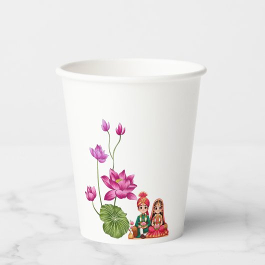 Lotus, bruid en bruidegom afbeelding papieren bekers (Voorkant)