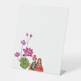 Lotus, bruid en bruidegom afbeelding reclamebord met voetstuk