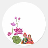 Lotus, bruid en bruidegom afbeelding ronde sticker (Voorkant)