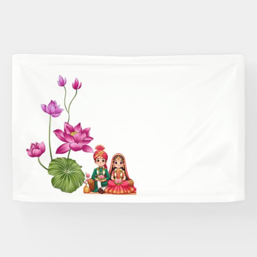 Lotus, bruid en bruidegom afbeelding spandoek (Horizontaal)