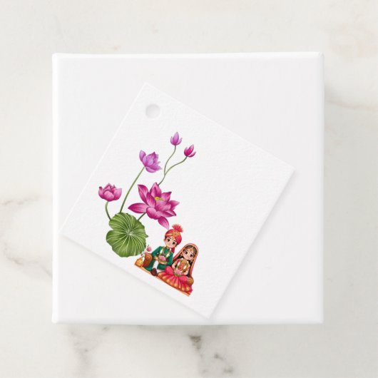 Lotus, bruid en bruidegom bedankjes labels (In situ)