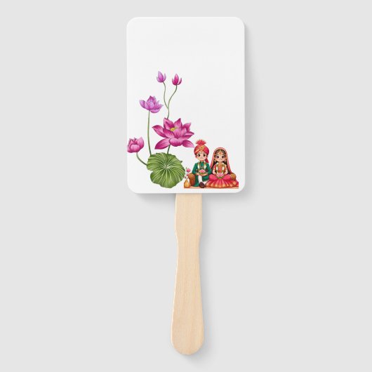 Lotus, bruid en bruidegom handwaaier (Voorkant)