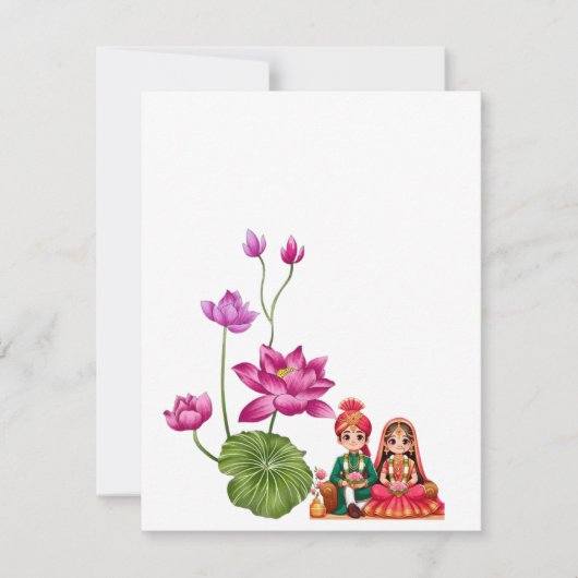 Lotus, bruid en bruidegom  save the date (Voorkant)