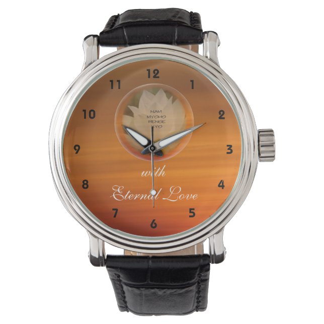 Lotus Bubble SGI Boeddhistische Valentijn Horloge (Voorkant)