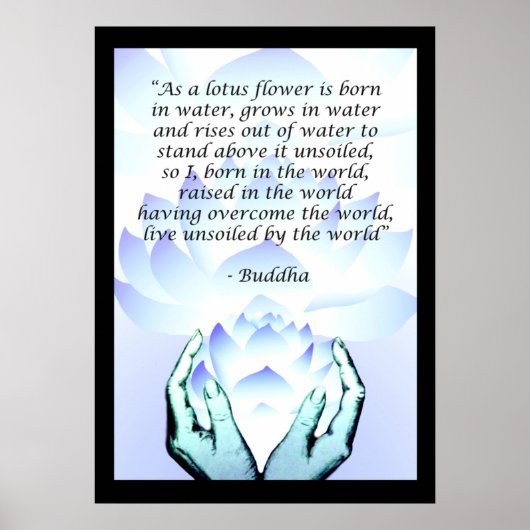 Lotus Buddha Flower Quote Blue Poster 2 (Voorkant)