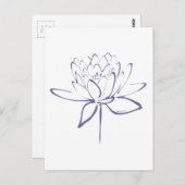 Lotus Calligraphy (blauw) Briefkaart (Voorkant / Achterkant)