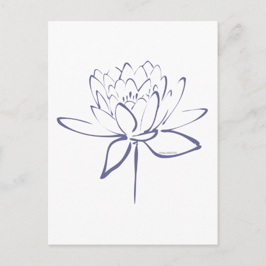Lotus Calligraphy (blauw) Briefkaart (Voorkant)