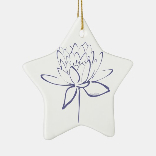 Lotus Calligraphy (blauw) Keramisch Ornament (Rechts)