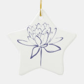 Lotus Calligraphy (blauw) Keramisch Ornament (Voorkant)
