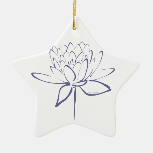 Lotus Calligraphy (blauw) Keramisch Ornament (Voorkant)