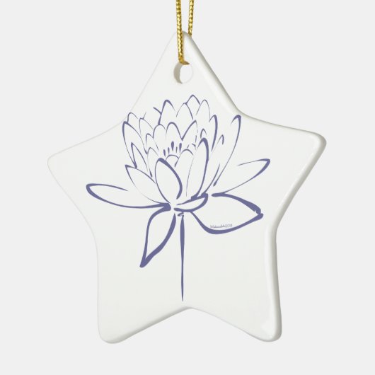 Lotus Calligraphy (blauw) Keramisch Ornament (Links)