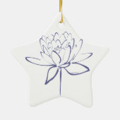 Lotus Calligraphy (blauw) Keramisch Ornament (Achterkant)