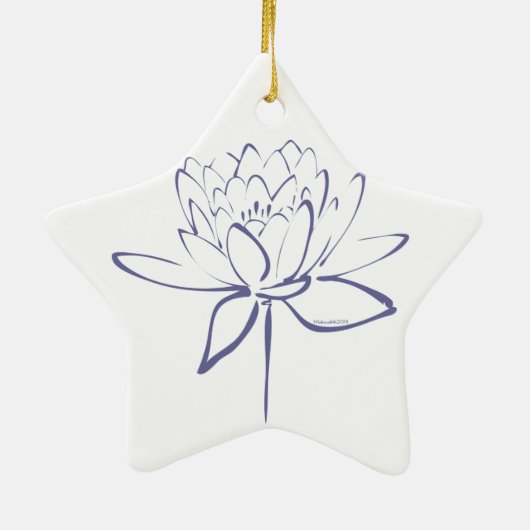 Lotus Calligraphy (blauw) Keramisch Ornament (Achterkant)