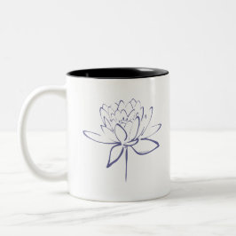 Lotus Calligraphy (Blauw) Tweekleurige Koffiemok