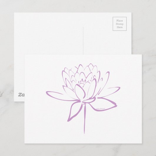 Lotus Calligraphy (Lavender) Briefkaart (Voorkant / Achterkant)
