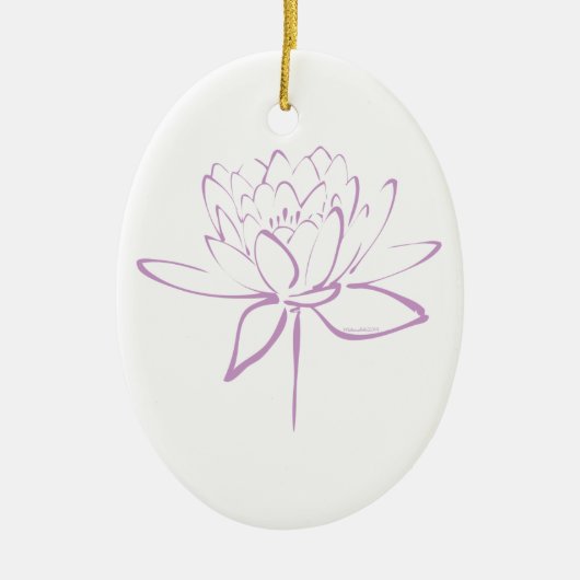Lotus Calligraphy (Lavender) Keramisch Ornament (Voorkant)